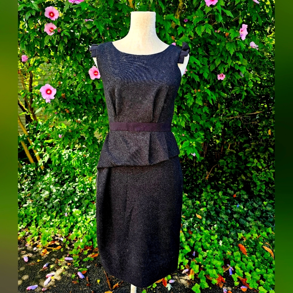 Classy Black Peplum Dress - Picture 1 of 8
